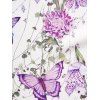 Butterfly Floral Print A Line Vacation Sundress and Bowknot Surplice T Shirt Two Piece Summer Set - LIGHT PURPLE XXXL