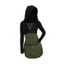 Thumbs Hole Hooded Crop Top And Ladder Ruched Belted Mini Tank Dress Two Piece Set - DEEP GREEN XXL