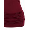 Gothic Tank Top Ruched Butterfly Lace Cross Tank Top O Ring Surplice Summer Top - DEEP RED M