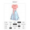 Peach Blossom Floral Print A Line Vacation Sundress and Bowknot Surplice T Shirt Two Piece Summer Set - multicolor D XL