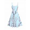 Peach Blossom Floral Print A Line Vacation Sundress and Bowknot Surplice T Shirt Two Piece Summer Set - LIGHT BLUE XXXXXL