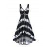Robe Mi-Longue à Bretelle Haute Basse Teintée Plissée - Noir XXL