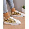 Sunflower Leopard Print Raw Hem Lace Up Casual Shoes - Jaune EU 38