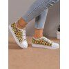Sunflower Leopard Print Raw Hem Lace Up Casual Shoes - Jaune EU 36