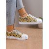 Sunflower Leopard Print Raw Hem Lace Up Casual Shoes - Jaune EU 38