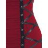 Débardeur Décontracté en Couleur Unie à Lacets à Volants avec Œillet - Rouge foncé S