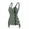 Débardeur Décontracté en Couleur Unie à Lacets à Volants avec Œillet - Vert clair XL