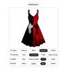 Gothic Dress Contrast Colorblock Wing Print V Neck High Waisted A Line Mini Dress - BLACK XL