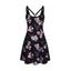 Mini Robe Décontractée à Imprimé Rose et Crâne sans Manches - Noir S