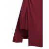 Plain Color A Line Midi Dress Twisted Slit Plunging Spaghetti Strap Summer Dress - DEEP RED XXL