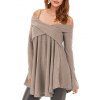 Cold Shoulder Crisscross Tunic Sweater - LIGHT KHAKI M