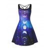 Robe Croisée à Imprimé Lune Éclipses de Galaxie - multicolor XL