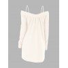 Pull Tunique Croisé à Epaule Dénudée - Blanc 2XL