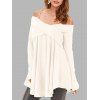 Pull Tunique Croisé à Epaule Dénudée - Blanc 2XL