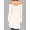 Pull Tunique Croisé à Epaule Dénudée - Blanc 2XL