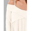 Pull Tunique Croisé à Epaule Dénudée - Blanc 2XL