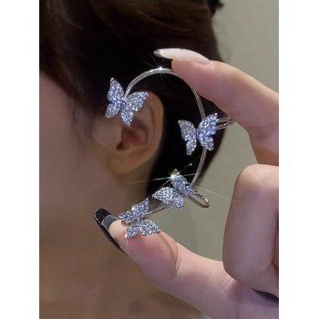 

Rhinestone Butterfly Pattern Stud Earook Single Earring, Multicolor