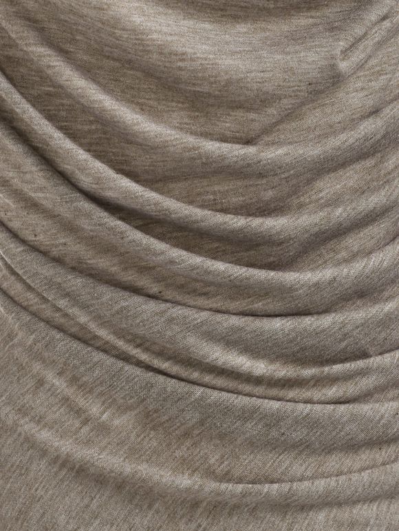 T-shirt Chiné Boutonné à Col Bénitier avec Faux Bouton - café lumière S