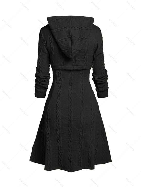 Ensemble de Pull à Capuche en Tricot à Câble et de Mini Robe - Noir XXXL | US 16