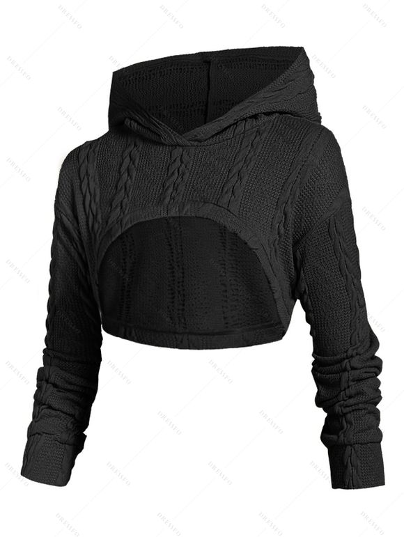 Ensemble de Pull à Capuche en Tricot à Câble et de Mini Robe - Noir XXXL | US 16