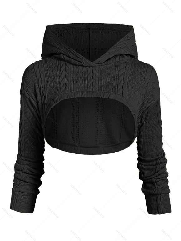 Ensemble de Pull à Capuche en Tricot à Câble et de Mini Robe - Noir XXXL | US 16