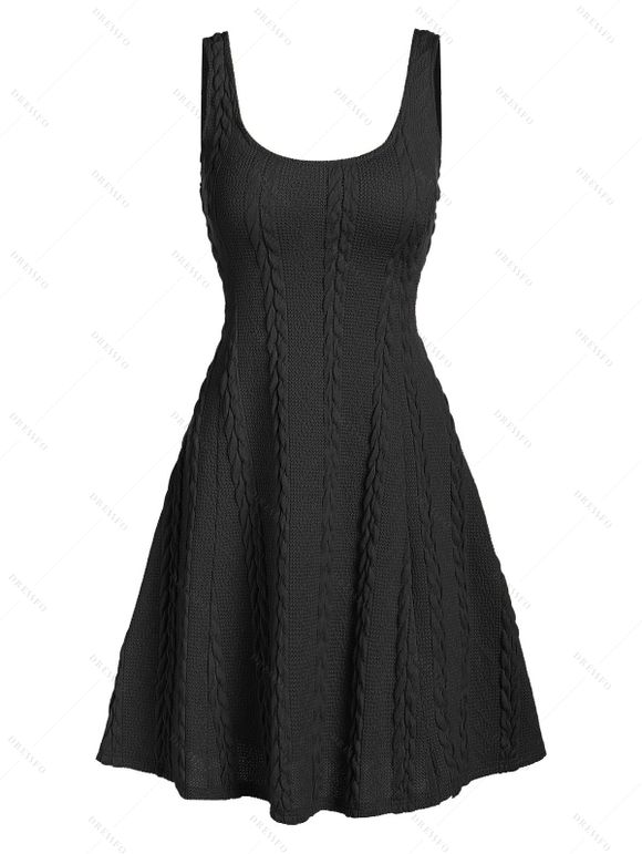 Ensemble de Pull à Capuche en Tricot à Câble et de Mini Robe - Noir XXXL | US 16