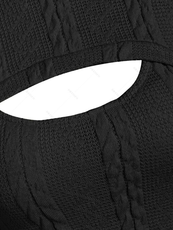 Ensemble de Pull à Capuche en Tricot à Câble et de Mini Robe - Noir XXXL | US 16