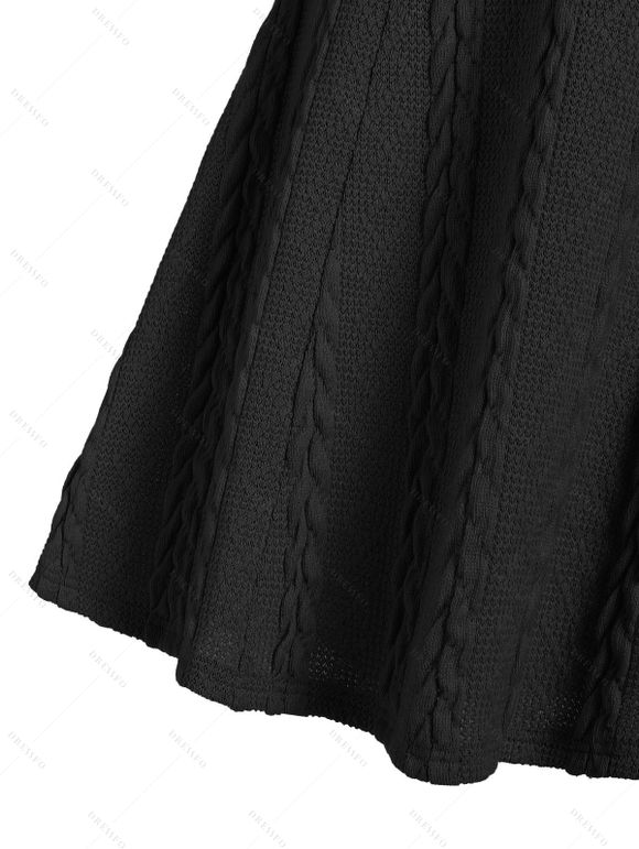 Ensemble de Pull à Capuche en Tricot à Câble et de Mini Robe - Noir XXXL | US 16