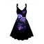 Jellyfish Pattern Dress O-ring Strap Sleeveless High Waisted V Neck A Line Midi Dress - BLACK XXL