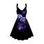 Robe Mi-Longue Ligne A à Bretelle Anneau en O Motif de Méduse sans Manches à Taille Haute - Noir XL