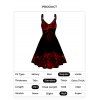 Gothic Dress Contrast Colorblock Skeleton Star Print High Waisted V Neck A Line Mini Dress - BLACK M