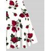Robe Ligne A à Imprimé Rose Partout Anneau en O à Taille Haute sans Manches Pour Saint-Valentin - Blanc XXL