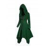 Haut à Capuche Long Asymétrique en Tricot avec Bouton en Avant en Blocs de Couleurs Faux Deux Pièces - Vert XL