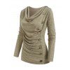 T-shirt Chiné Boutonné à Col Bénitier avec Faux Bouton - Jaune clair 3XL