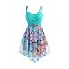 Plus Size & Curve Dress Bohemian Dress Flower Print Crossover A Line Midi Dress - GREEN 1X