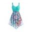 Plus Size & Curve Dress Bohemian Dress Flower Print Crossover A Line Midi Dress - GREEN 1X