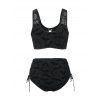 Ensemble de Bikini Découpé Chauve-souris Croissant en Maille à Lacets - Noir M