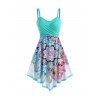 Summer Bohemian Contrast Flower Crossover Sleeveless Empire Waist Midi Dress - multicolor 2XL