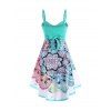 Summer Bohemian Contrast Flower Crossover Sleeveless Empire Waist Midi Dress - multicolor 2XL