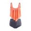 Tummy Control Tankini Swimsuit Striped Print Swimwear U Neck Mix and Match Summer Beach Bathing Suit - PUMPKIN ORANGE S