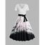 Robe Cahce-cœur Mi-Longue Ceinturée à Imprimé Peinture D'Encre - Blanc L