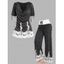 Ensemble de T-shirt Chiné Panneau en Dentelle à Epaule Cintrée et Pantalon Applique à Jambe Large - multicolor S