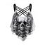 Gothic Tankini Top Skull Flower Print Lattice Flounce Swimming Top - BLACK XXL