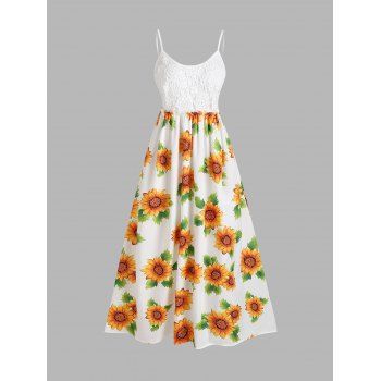 

Backless Sunflower Sundress Crochet Summer Long Cami Dress, White