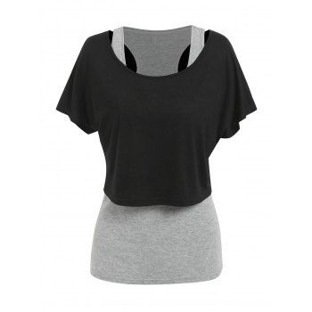 

Cropped Plain T-shirt and Heathered Tank Top, Multicolor