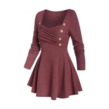 

Sweetheart Neck Crossover Peplum Knitwear, Deep red