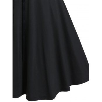 Gothic Dress Solid Color Grommet Lace Up Lace Panel High Waisted Dress Surplice A Line Mini Dress 