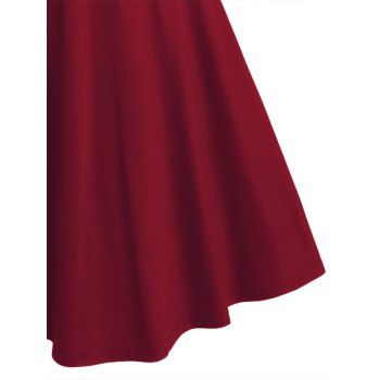 Gothic Dress Solid Color Grommet Lace Up Lace Panel High Waisted Dress Surplice A Line Mini Dress