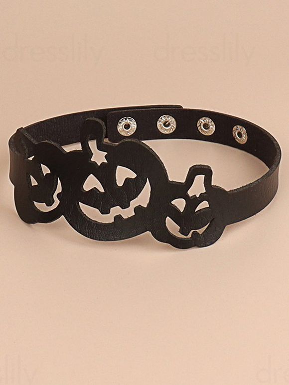 Collier Ras-de-Cou D'Halloween en Forme de Citrouille Mignon avec Bouton-Pression - Noir 