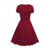 Mini Robe Ligne A Gothique Superposée avec Œillet en Dentelle en Couleur Unie à Taille Haute - Rouge foncé XL